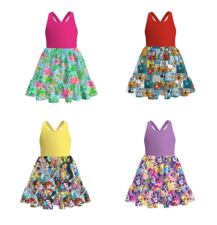 （Pre Order）Girls Spring and Summer Cartoon Print Dress