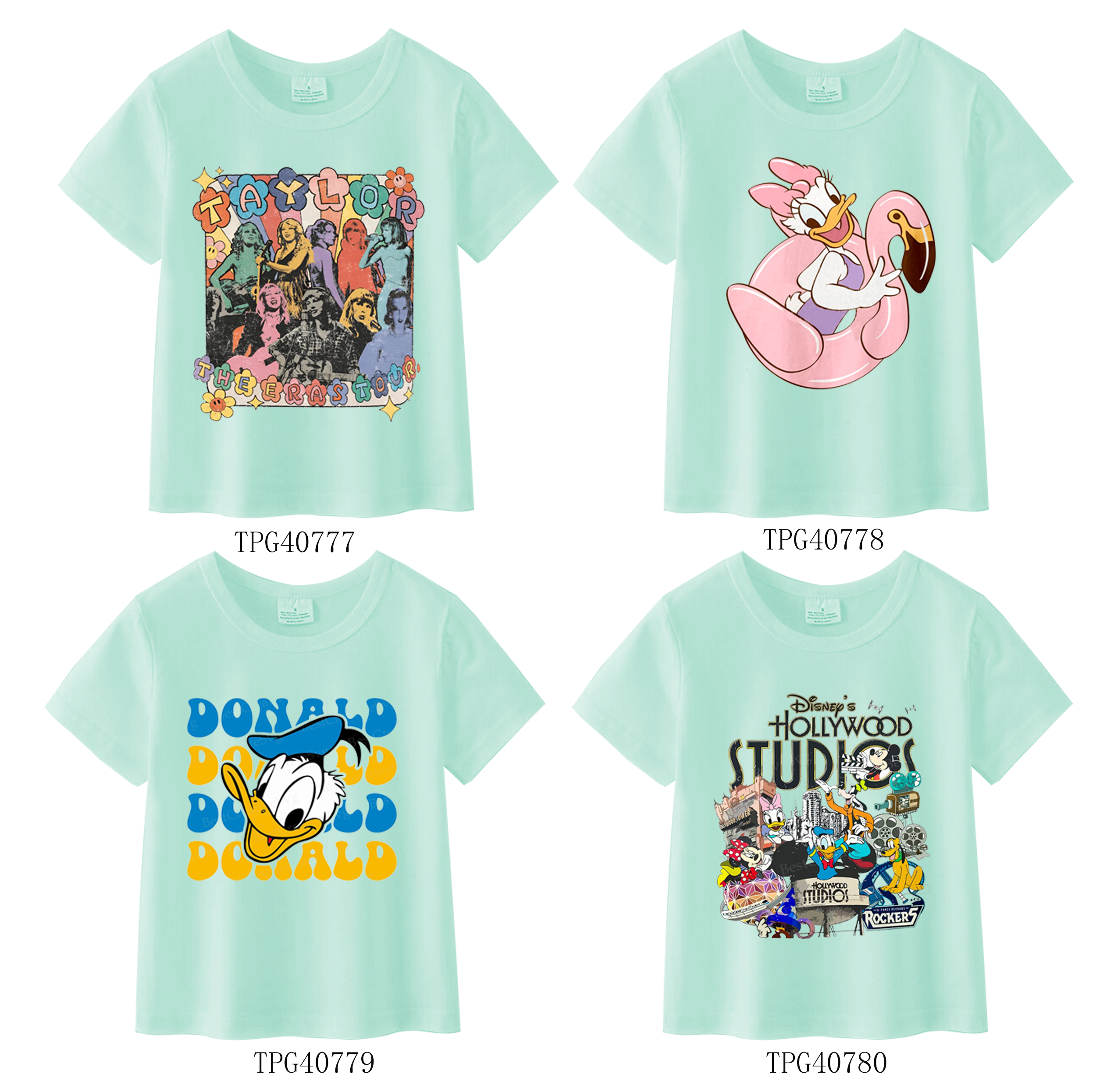 （Pre Order）Girls Mint Cartoon Printed Short Sleeves T-Shirts