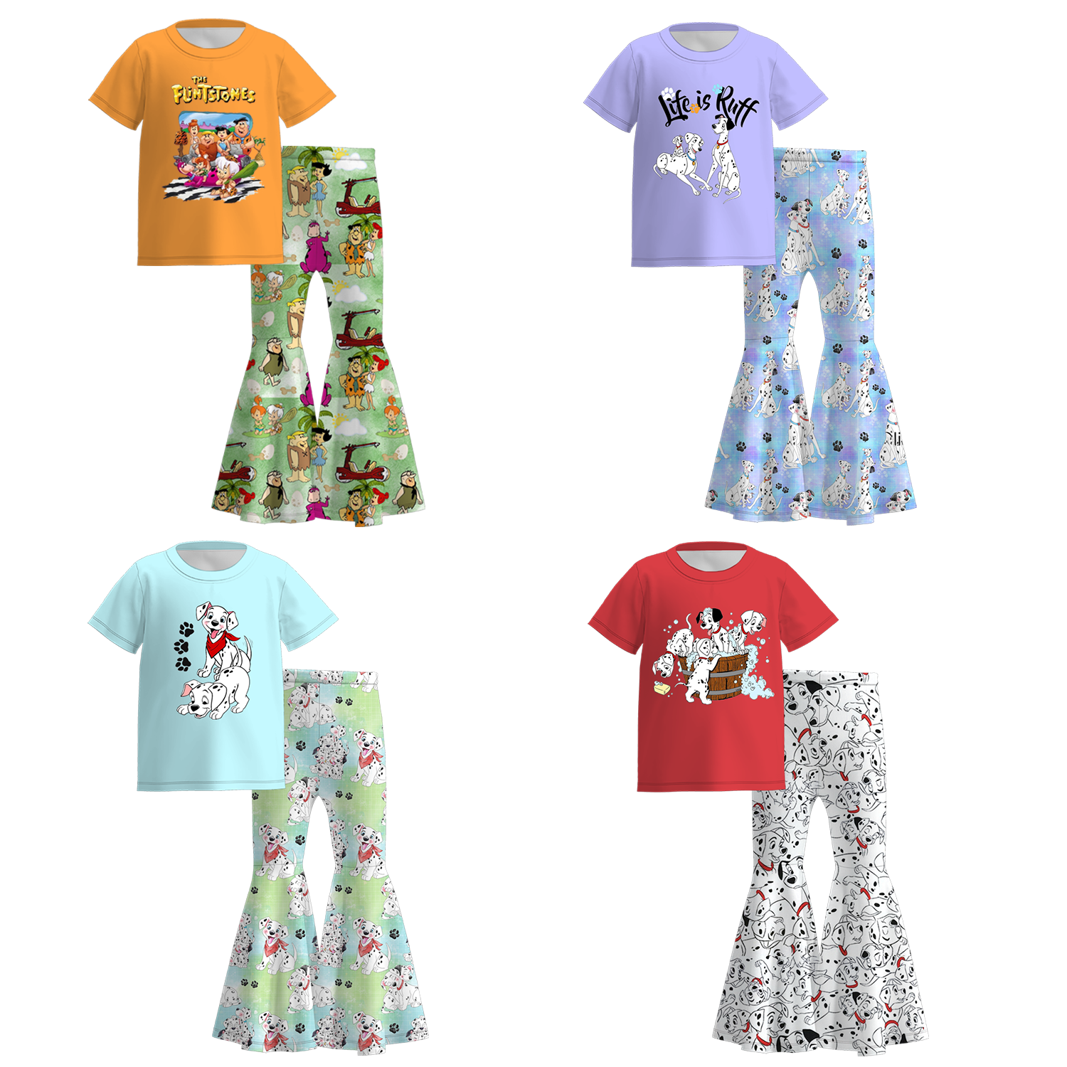 （Pre Order）Girls Summer Cartoon Print Bell Pant Set