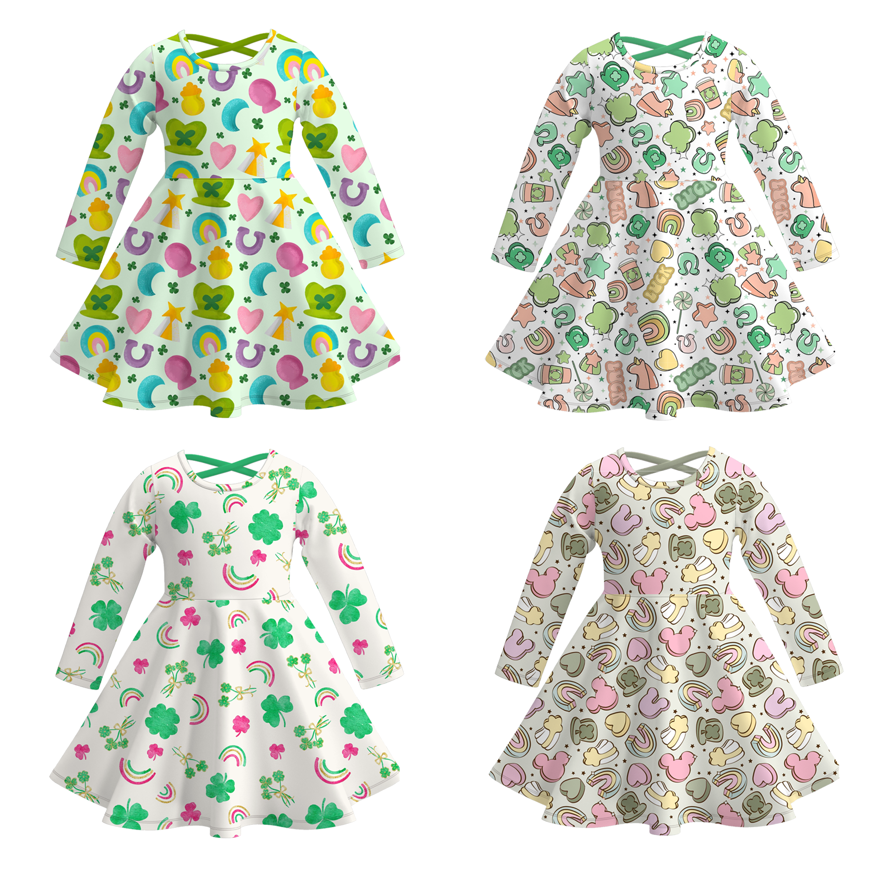 （Pre Order）Girls St.Patrick's Day Shamrock Print Dress