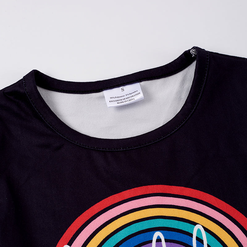 (In Stock E11-02-01)Girl's Pre School Rainbow T-shirt