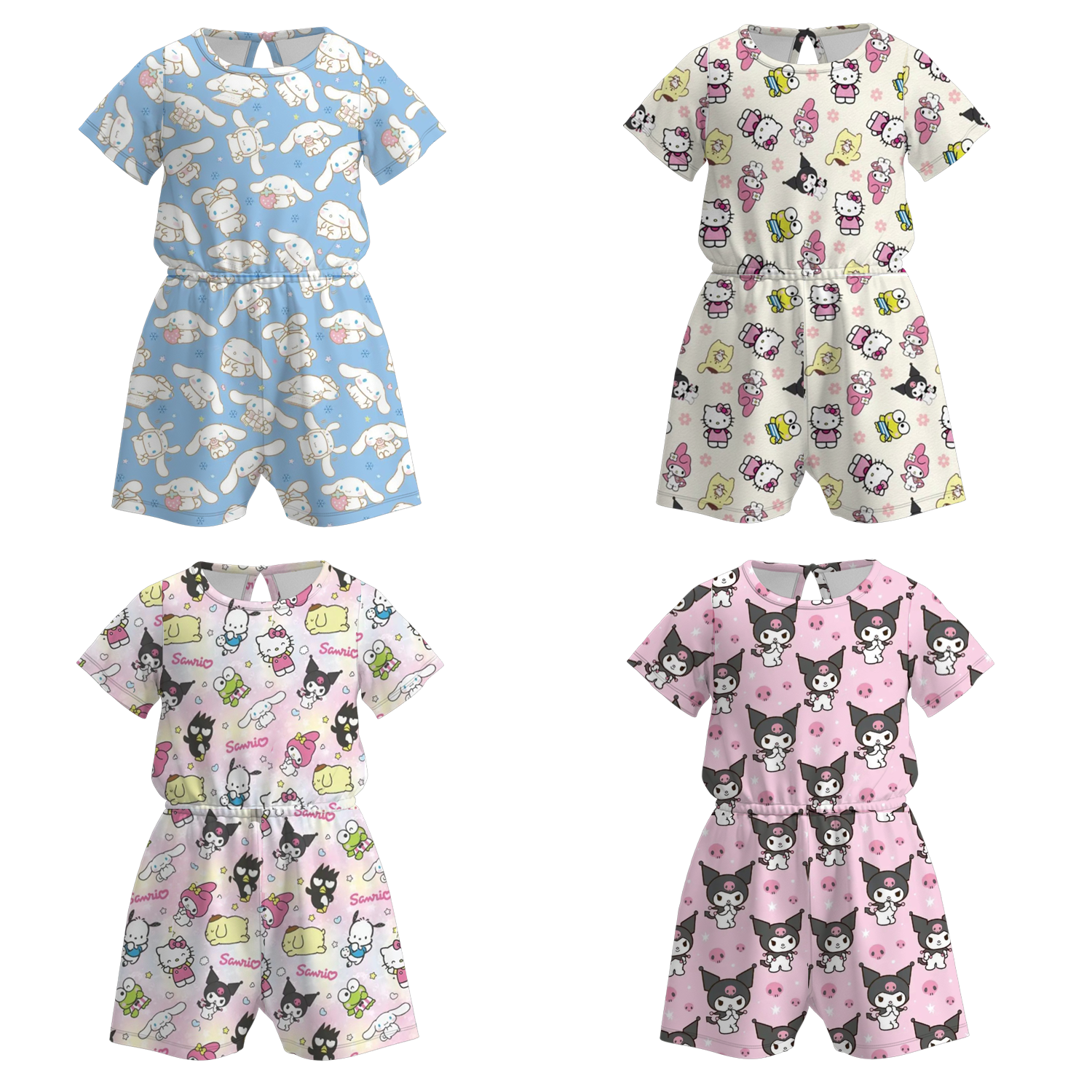 （Pre Order）Girls Summer Cartoon Print Jumpsuit