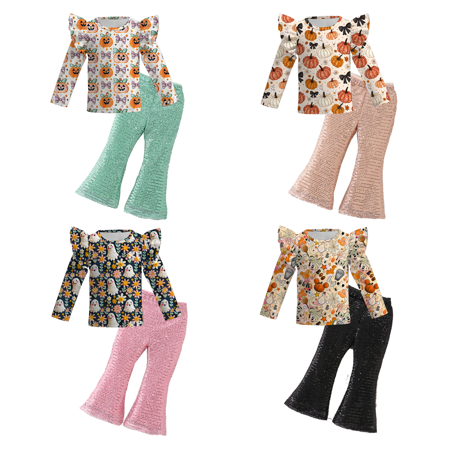 （Pre Order+Pant In Stock）Girls Halloween Print Outfit Set