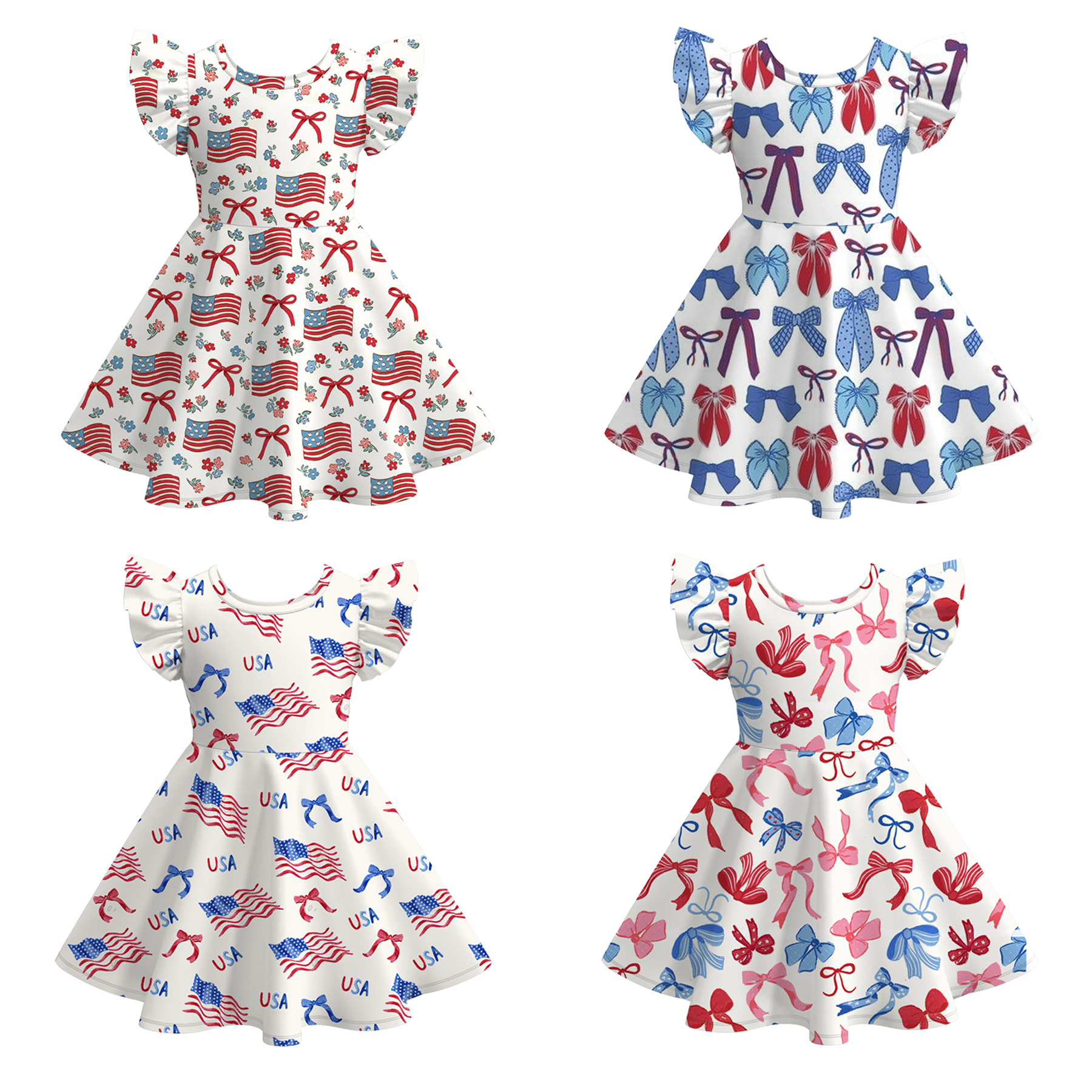 （Pre Order）Girls Patriotic Print Dress