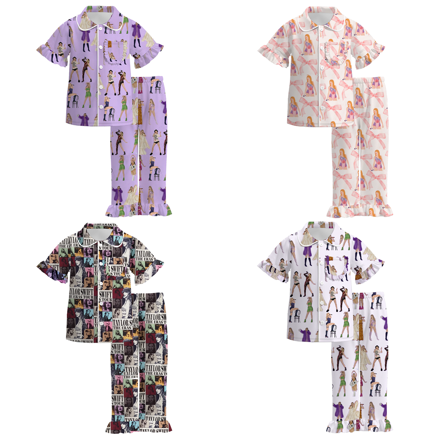 （Pre Order）Girls Spring and Summer TS Print Pajamas