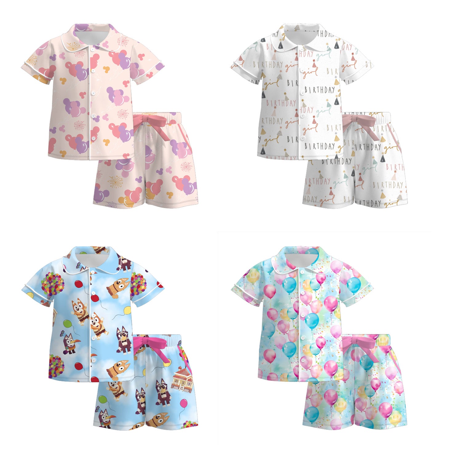 （Pre Order）Girls Spring and Summer Birthday Print Pajamas