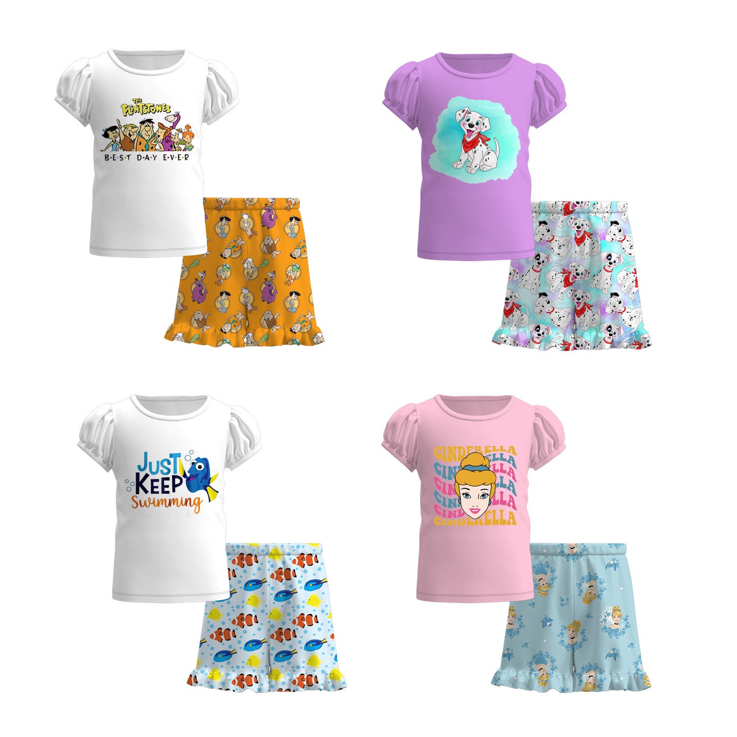 （Pre Order）Girls Summer Characters Short Set