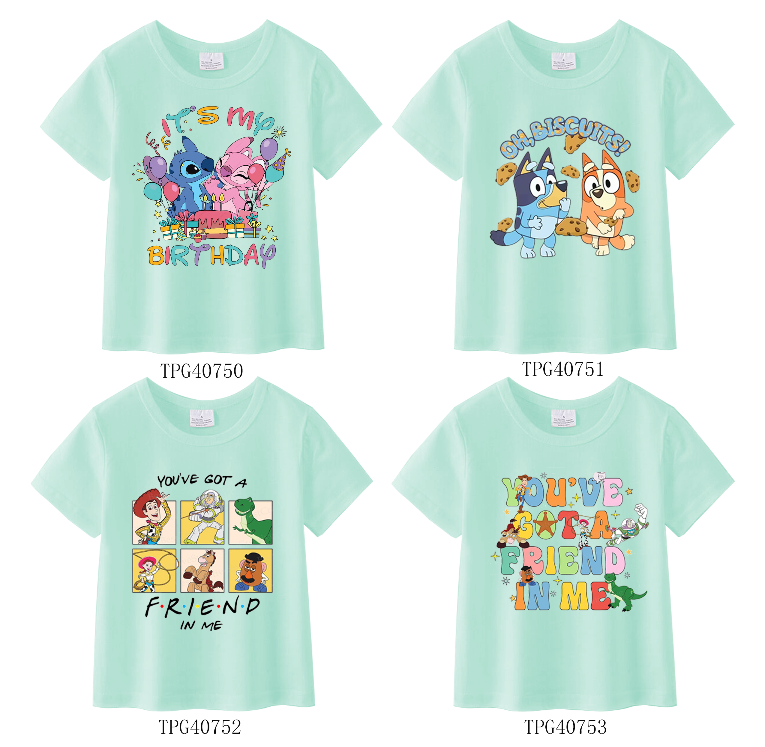 （Pre Order）Girls Cartoon Printed Short Sleeves T-Shirts