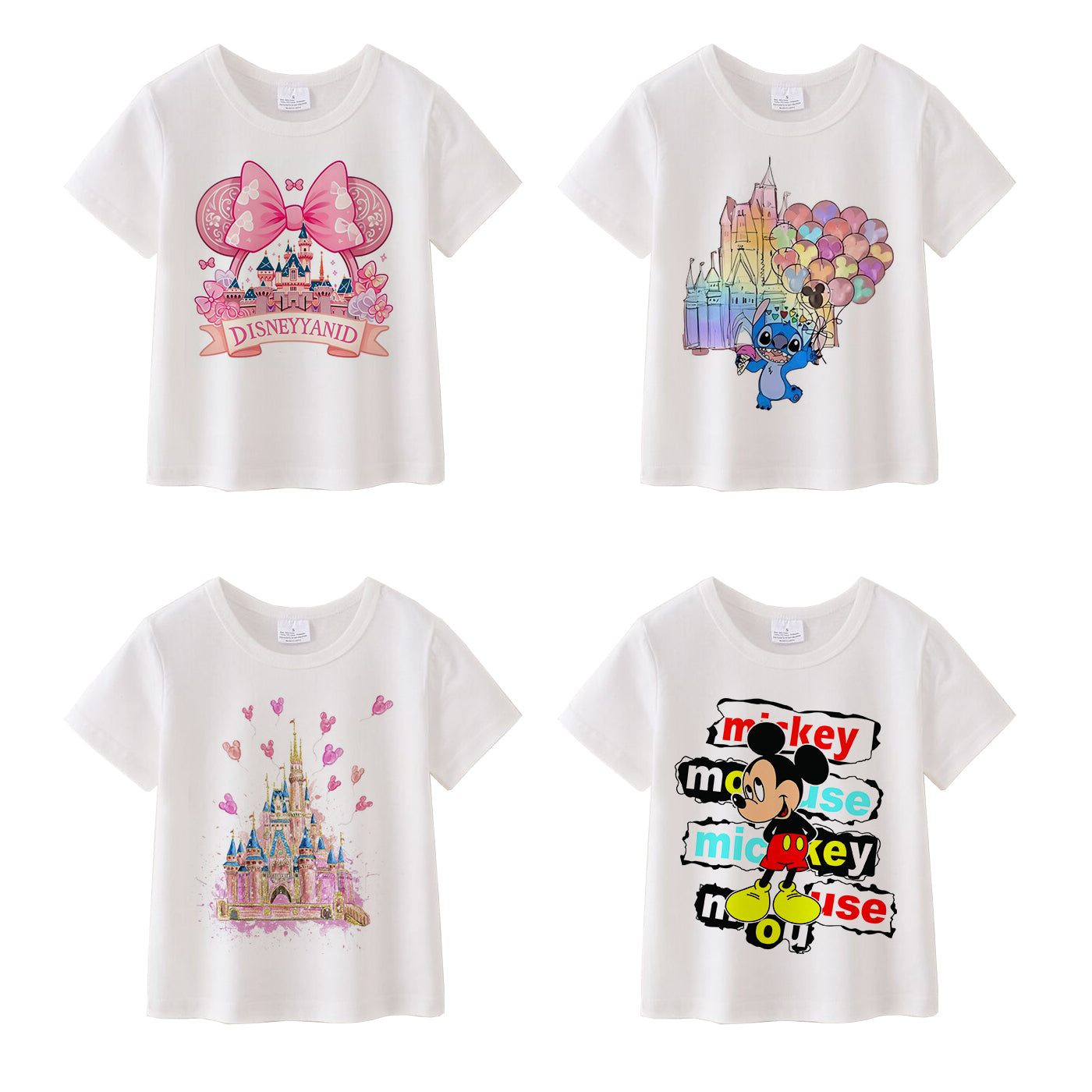 （Pre Order）Unisex Cotton Cartoon Print White T-shirt