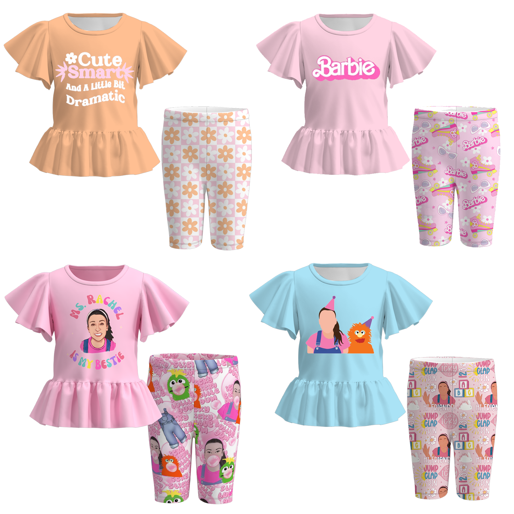 (Pre Order)Girls Summer Character Short Set