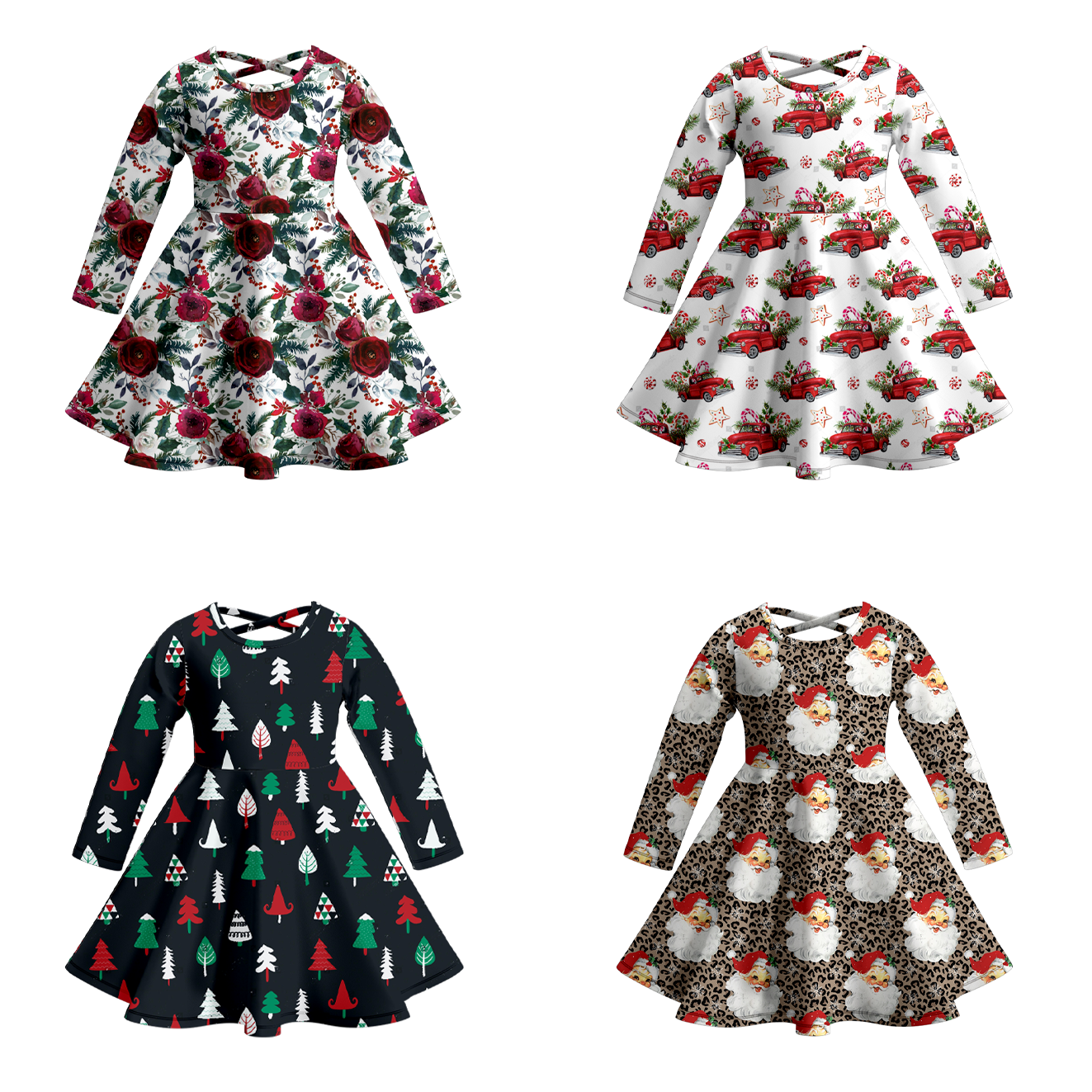 （Pre Order）Girls Christmas Print Milk Silk Dress