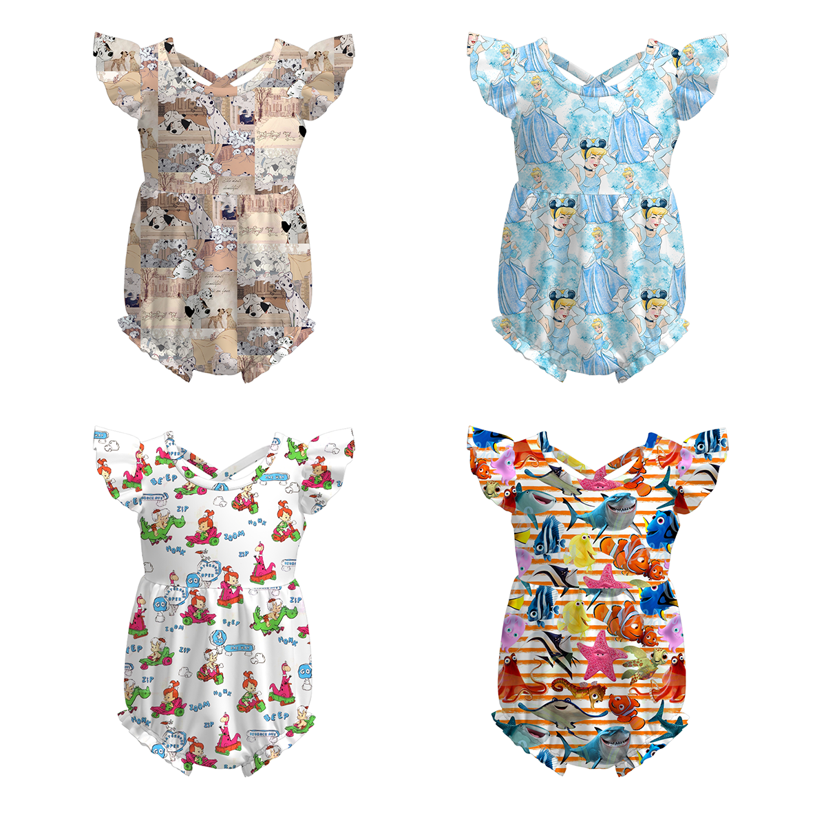 （Pre Order）Baby Girls Summer Cartoon Print Romper