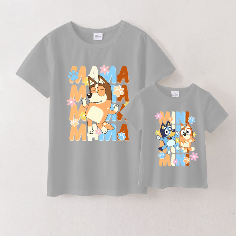 (Pre Order)Mommy & Me Grey Short Sleeves Cotton T-Shirts