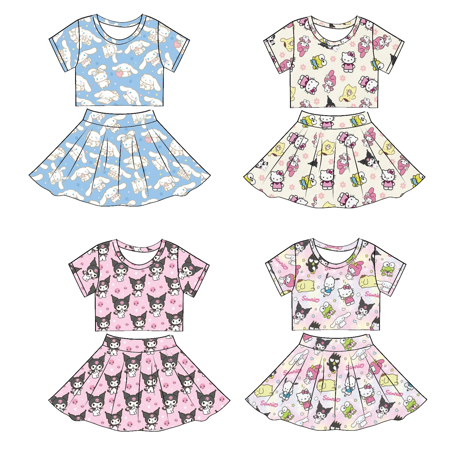 （Pre Order）Girls Summer Sanrio Print Skirt Set