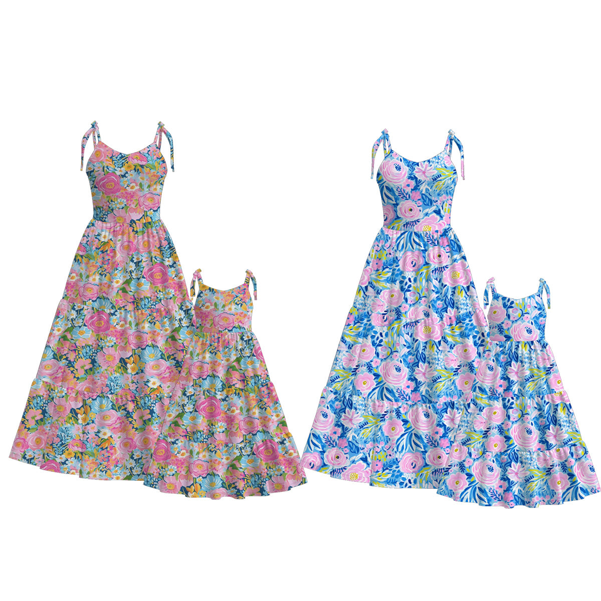 （Pre Order）Mommy＆Me Spring and Summer Floral Print Dress