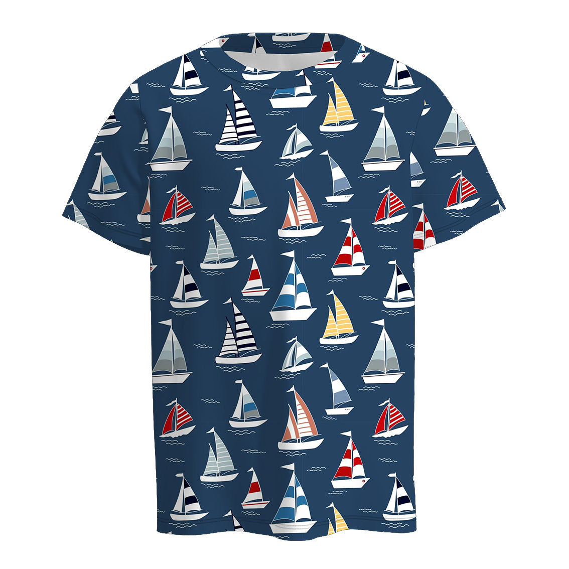 （Pre Order）Boy's Navy Sailboat Print Top