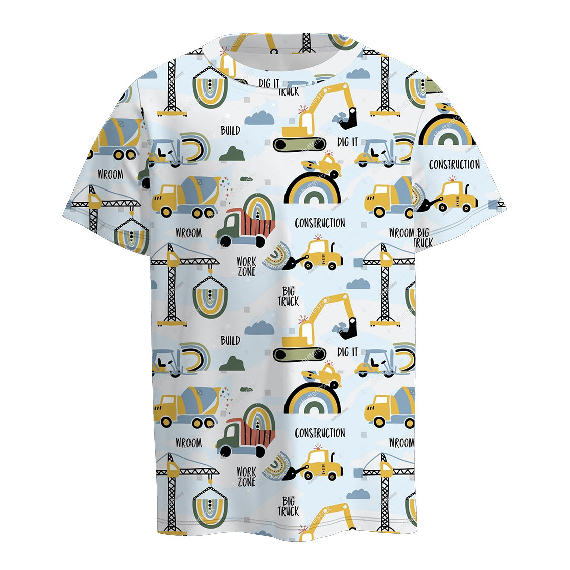 （Pre Order）Boy's Digger Truck Rainbow Print Top