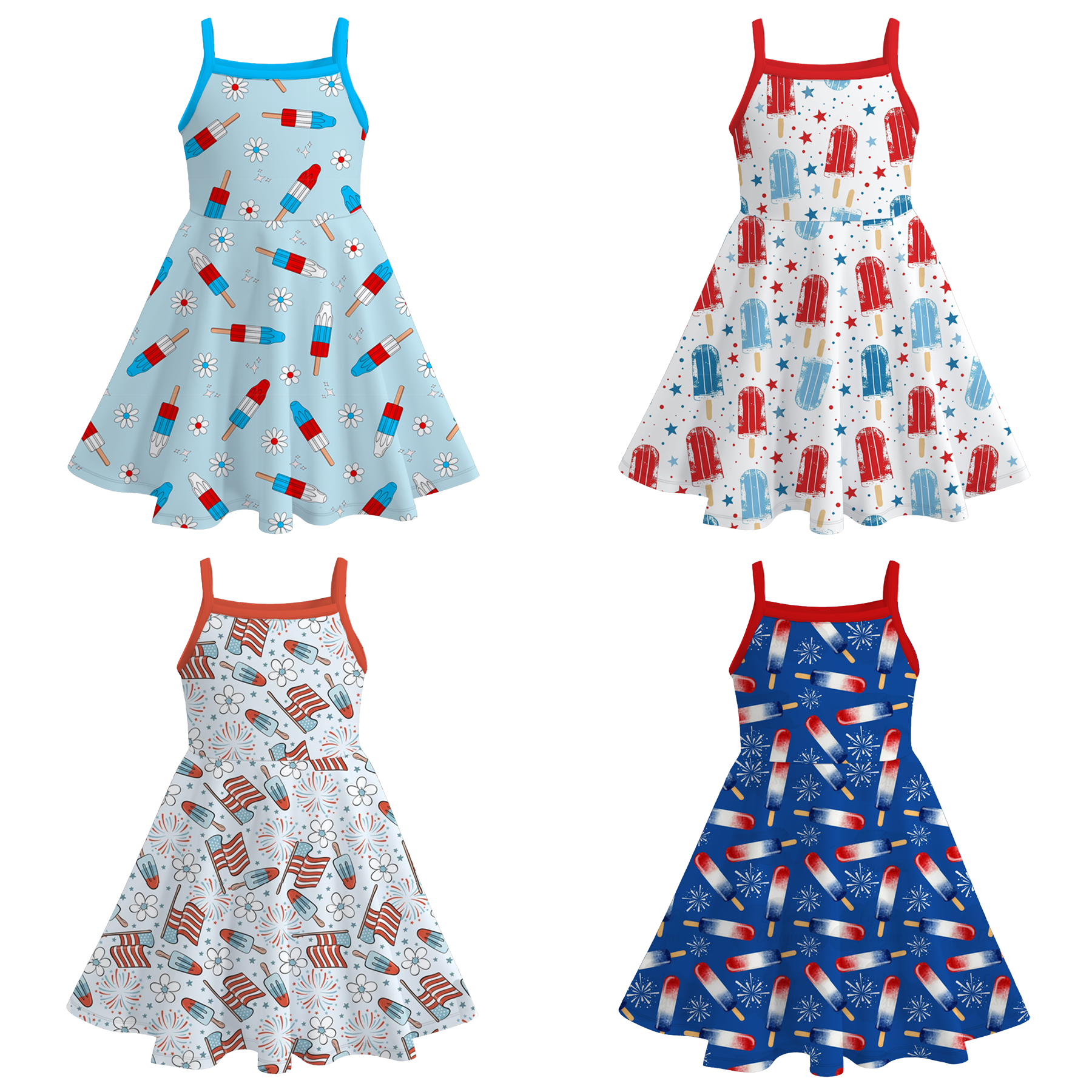 （Pre Order）Girls Patriotic Print Slip Dress