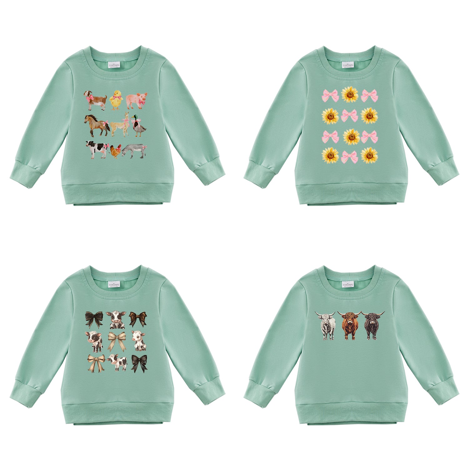 （Pre Order）Girls Fall Farm Print Sweatshirt