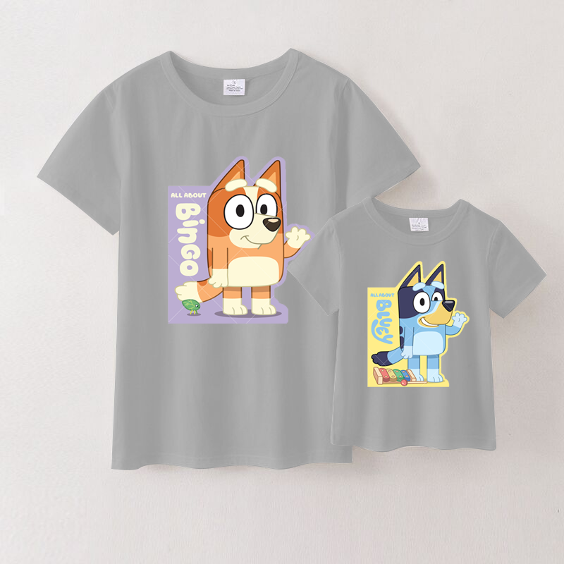 (Pre Order)Mommy & Me Grey Short Sleeves Cotton T-Shirts