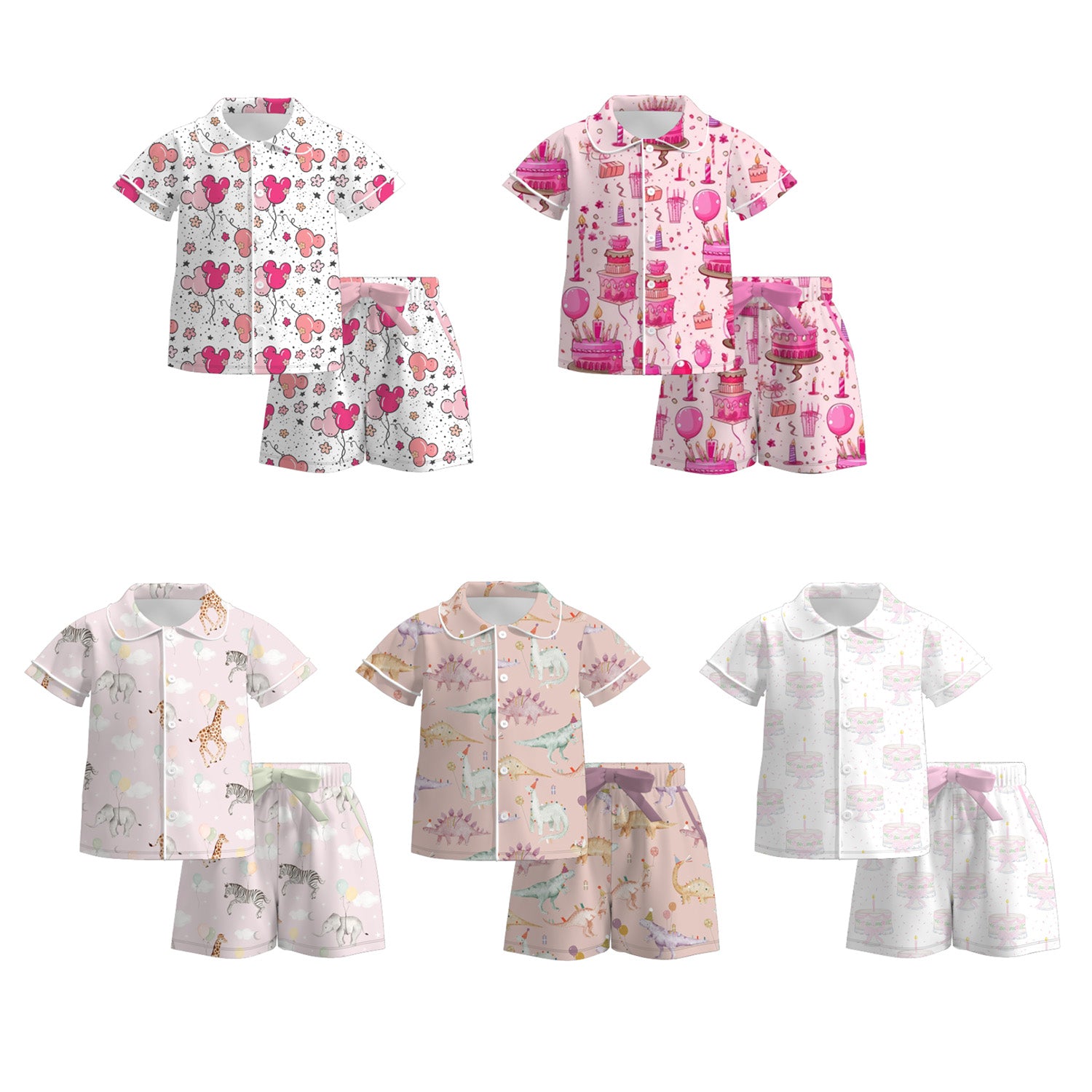 （Pre Order）Girls Spring and Summer Birthday Print Pajamas