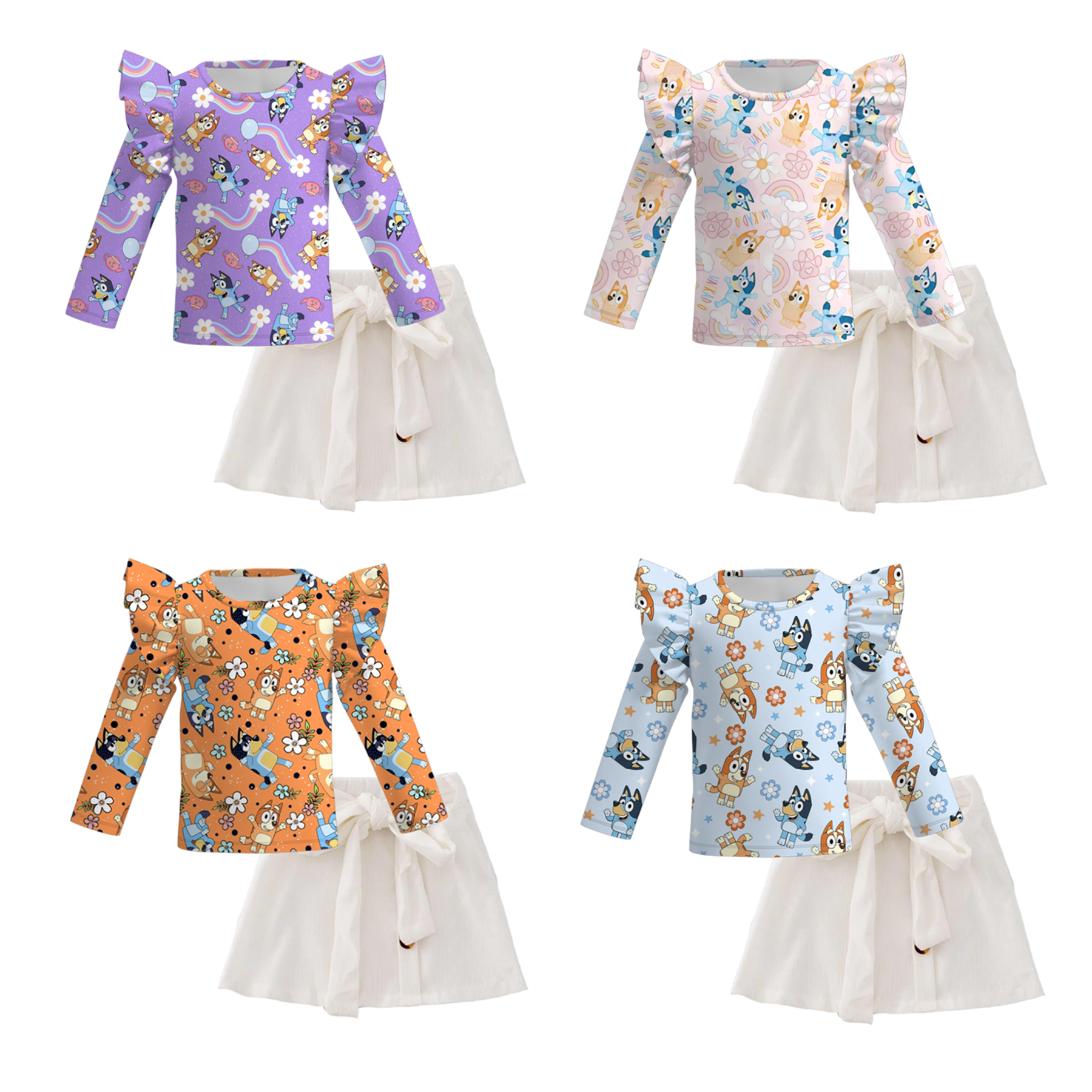 （Pre Order+Skirt In Stock）Girls Cartoon Print Skirt Set