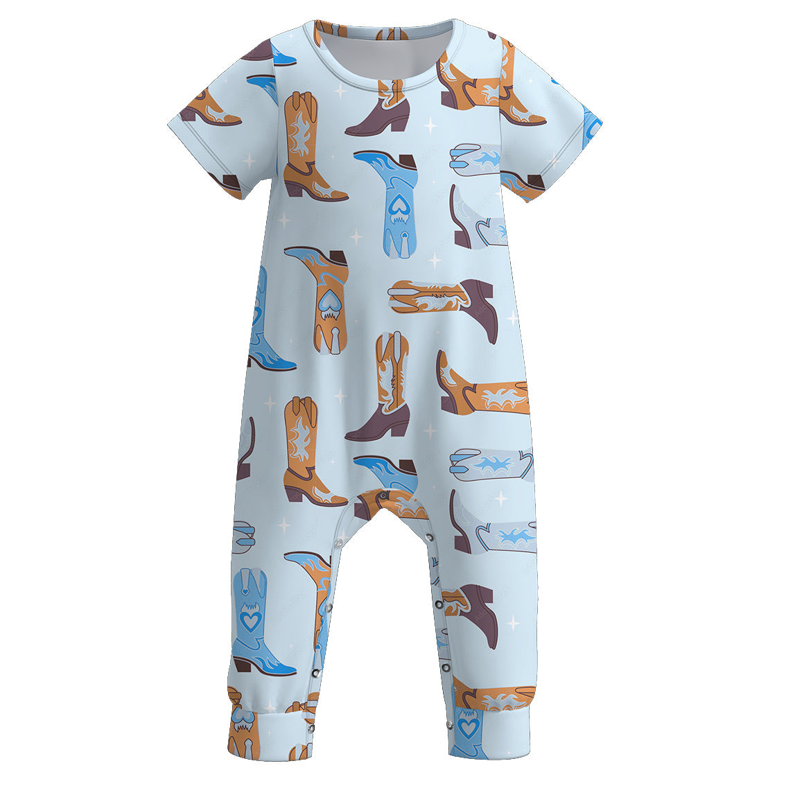 （Pre Order）Boy's Blue Boots Print Romper