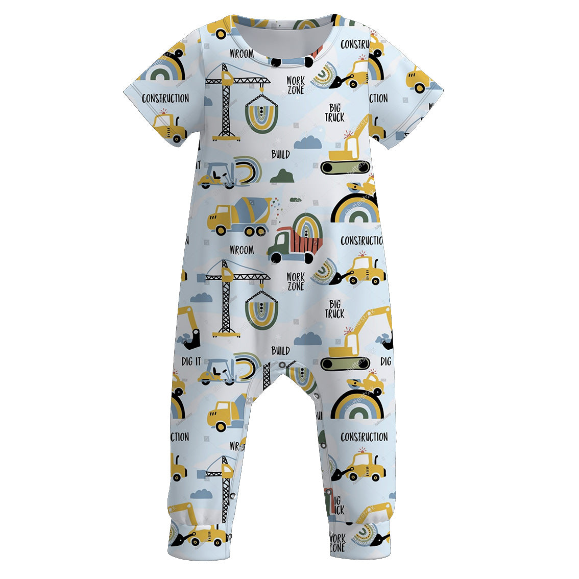 （Pre Order）Boy's Digger Truck Rainbow Print Romper