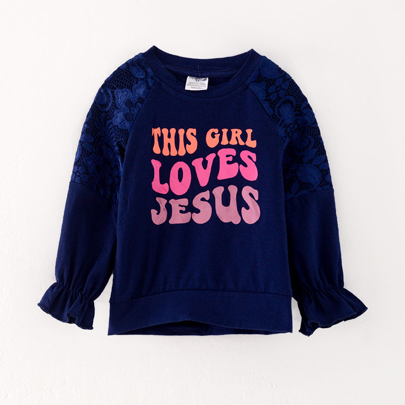 （In Stock G26-05-02）Girls Jesus Print T-shirt