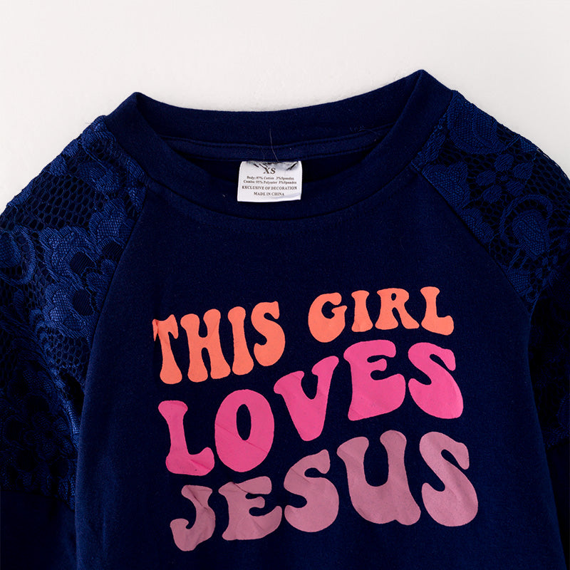 （In Stock G26-05-02）Girls Jesus Print T-shirt