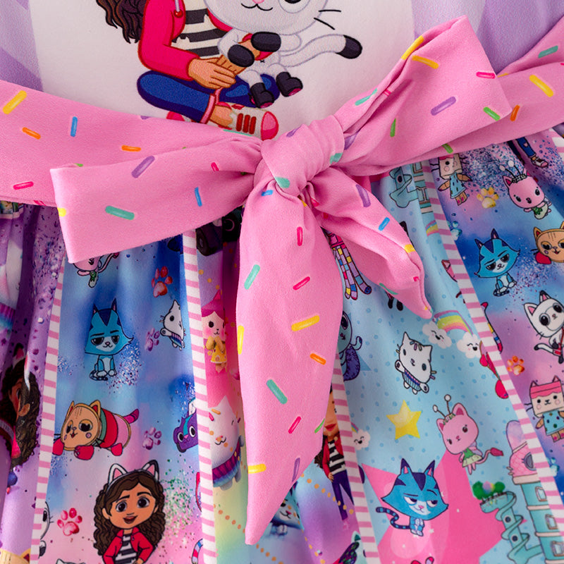 （In Stock）Girls Spring and Summer Cartoon Character Print Slip Dress