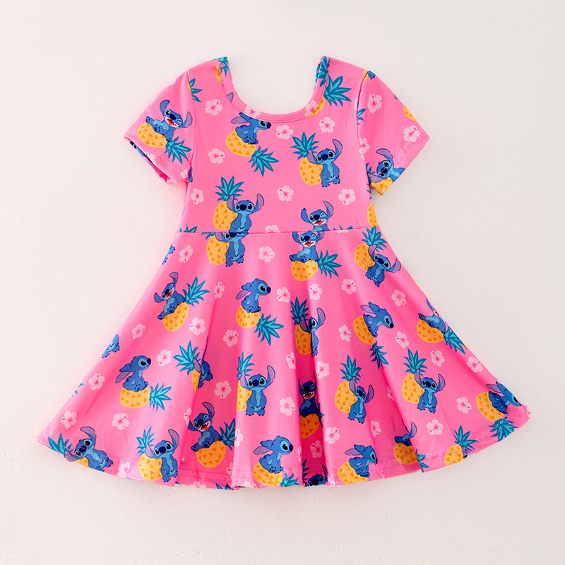 （In Stock）Girls Spring and Summer Cartoon Pineapple Print Dress