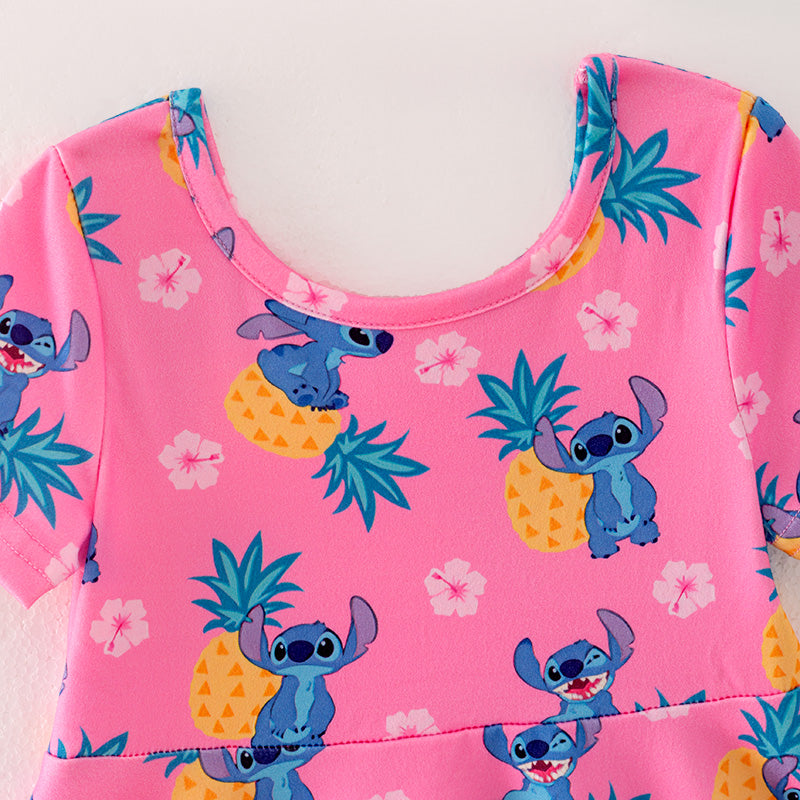 （In Stock）Girls Spring and Summer Cartoon Pineapple Print Dress