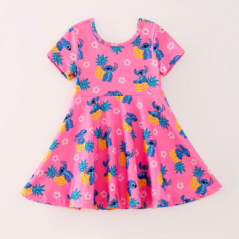 （In Stock）Girls Spring and Summer Cartoon Pineapple Print Dress