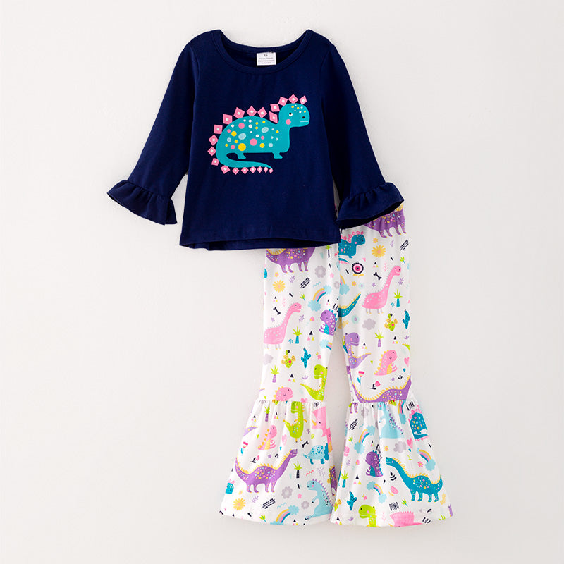 （In Stock G27-04-01）Girls Dinosaur Print Outfit Set