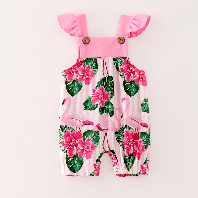 （In Stock）Toddler Girl Spring and Summer Flamingo Print Romper