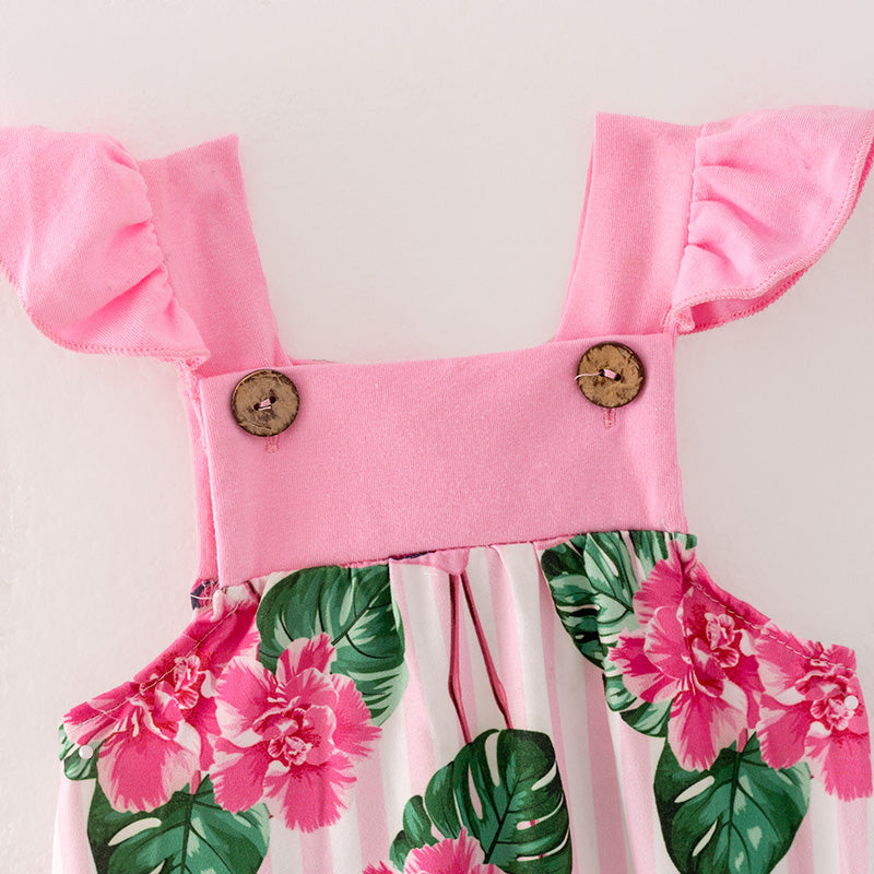 （In Stock）Toddler Girl Spring and Summer Flamingo Print Romper