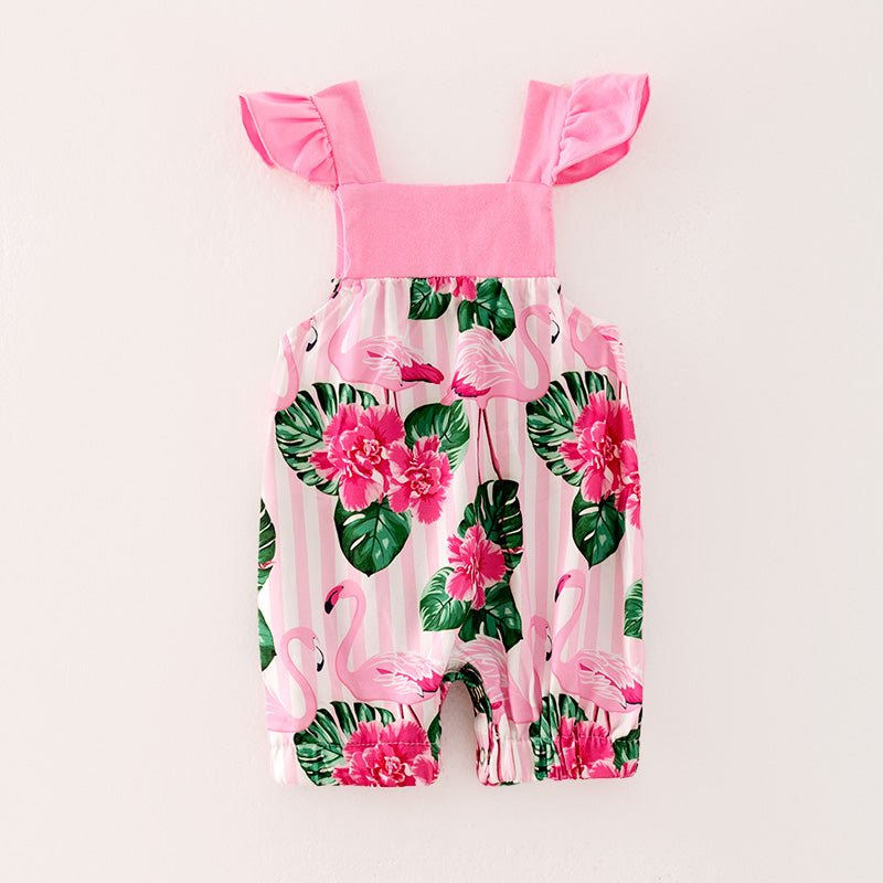 （In Stock）Toddler Girl Spring and Summer Flamingo Print Romper