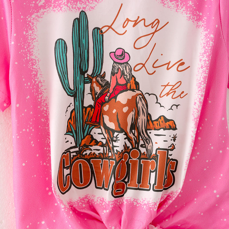 （In Stock）Girls Spring and Summer Cowgirls Print Outfit Set