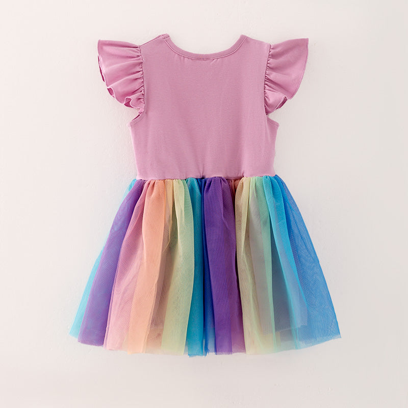 （In Stock）Girls Spring and Summer Easter Rainbow Tulle Dress Party Dress