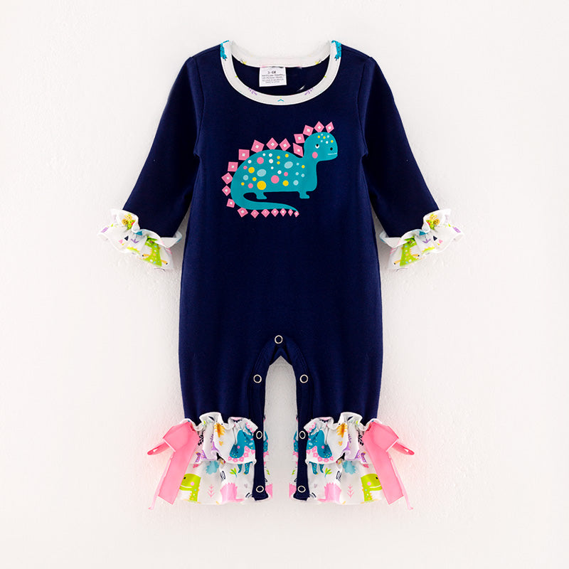 （In Stock G27-03-03）Baby Girls Dinosaur Print Romper