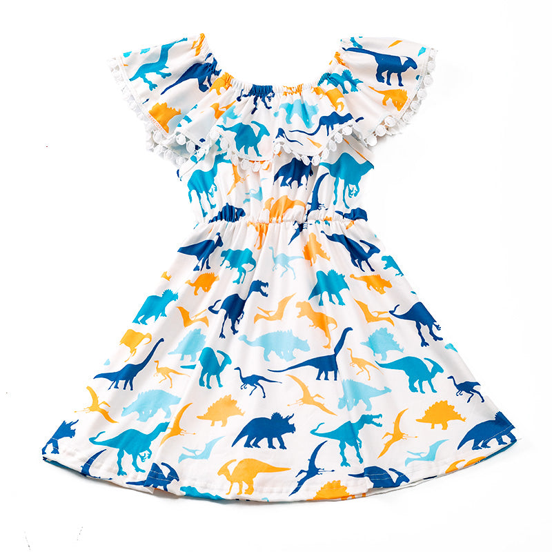 Dino Print Ruffles Dress