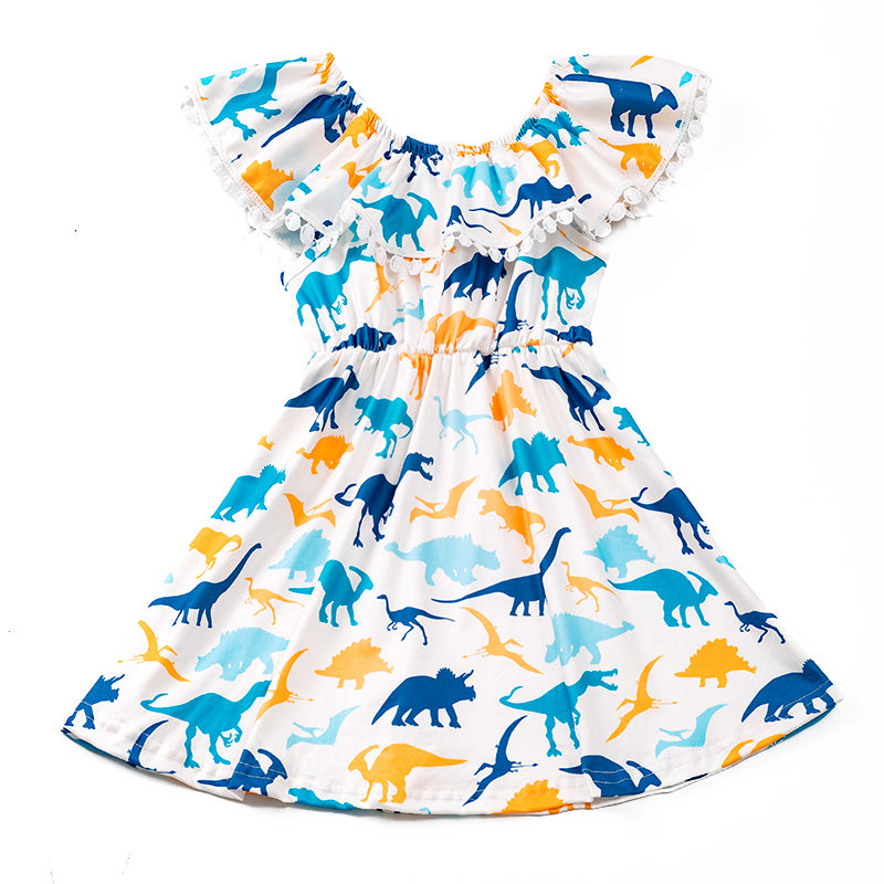 Dino Print Ruffles Dress