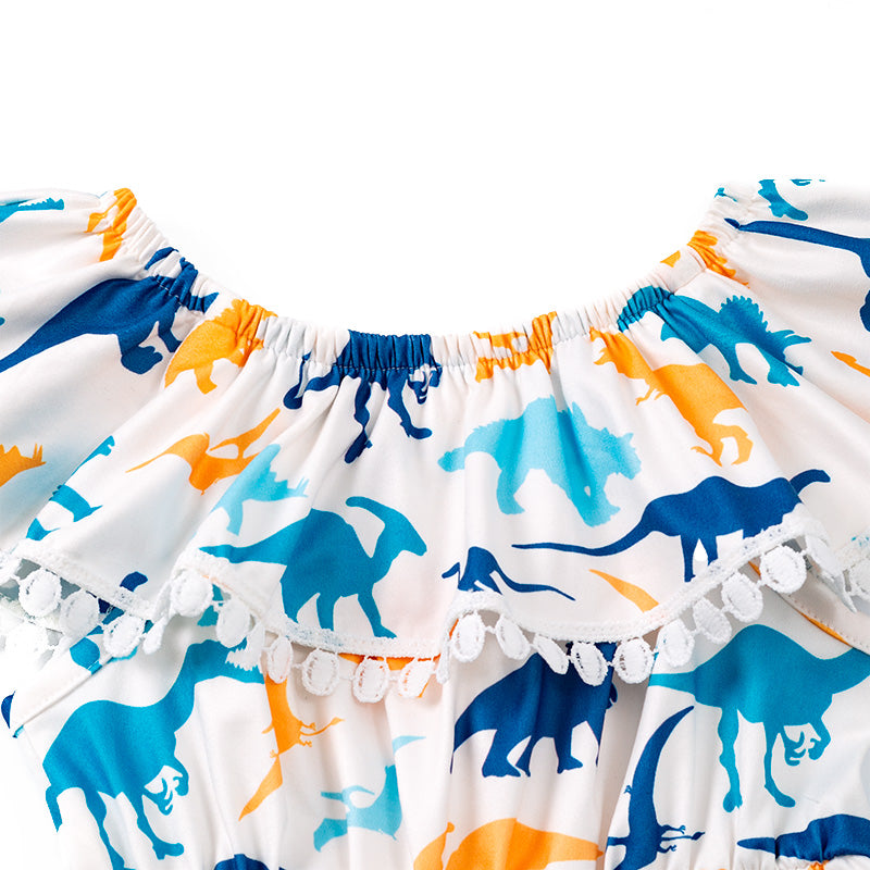 Dino Print Ruffles Dress