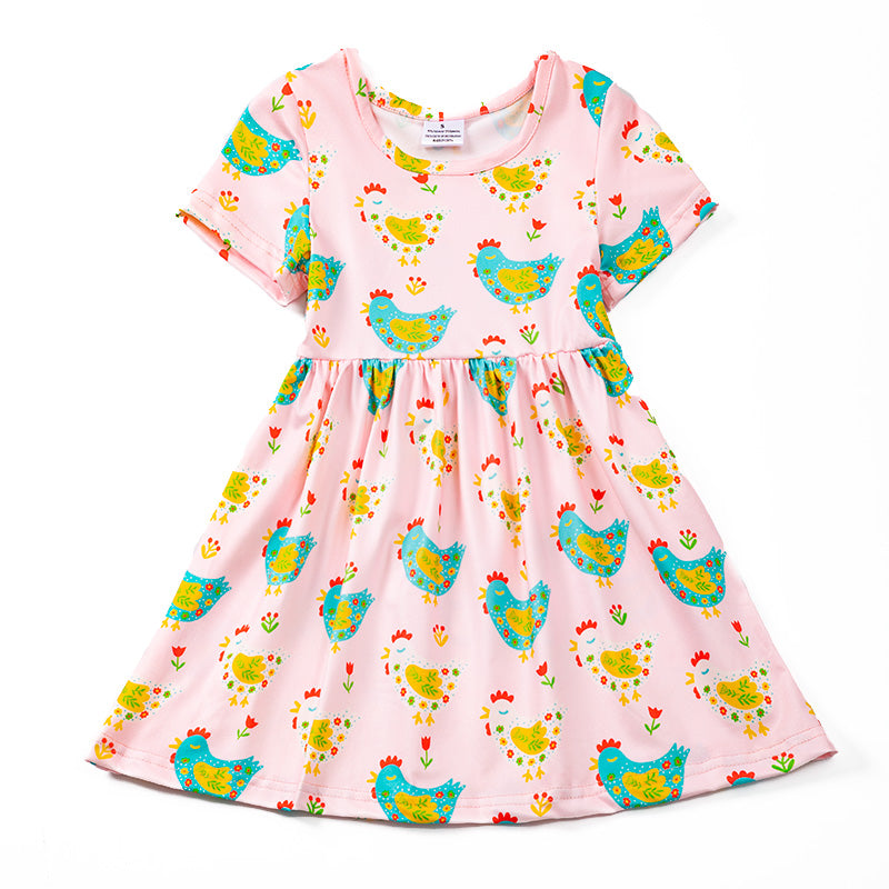 Pink Farm Chicken Dress