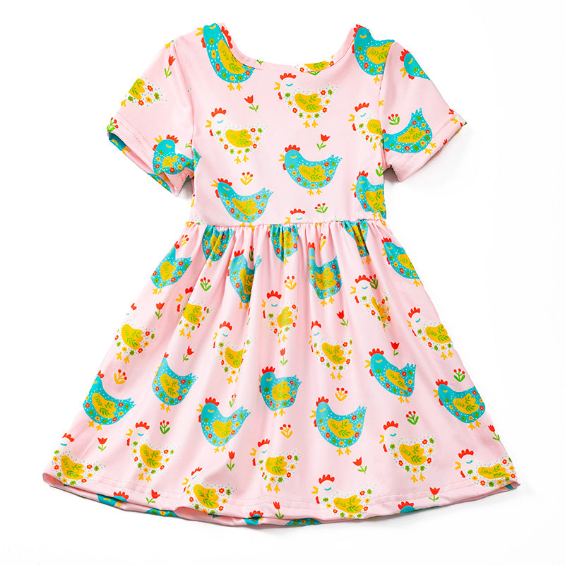 Pink Farm Chicken Dress