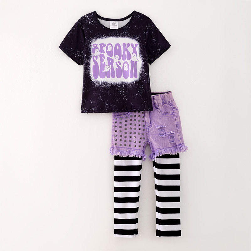 （In Stock G25-04-01）Girls Halloween "SPOOKY SEASON" 3 Pieces Set