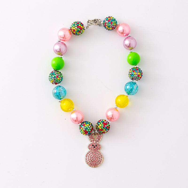 （In Stock G11 G12）Girls Rhinestone Beaded Necklace