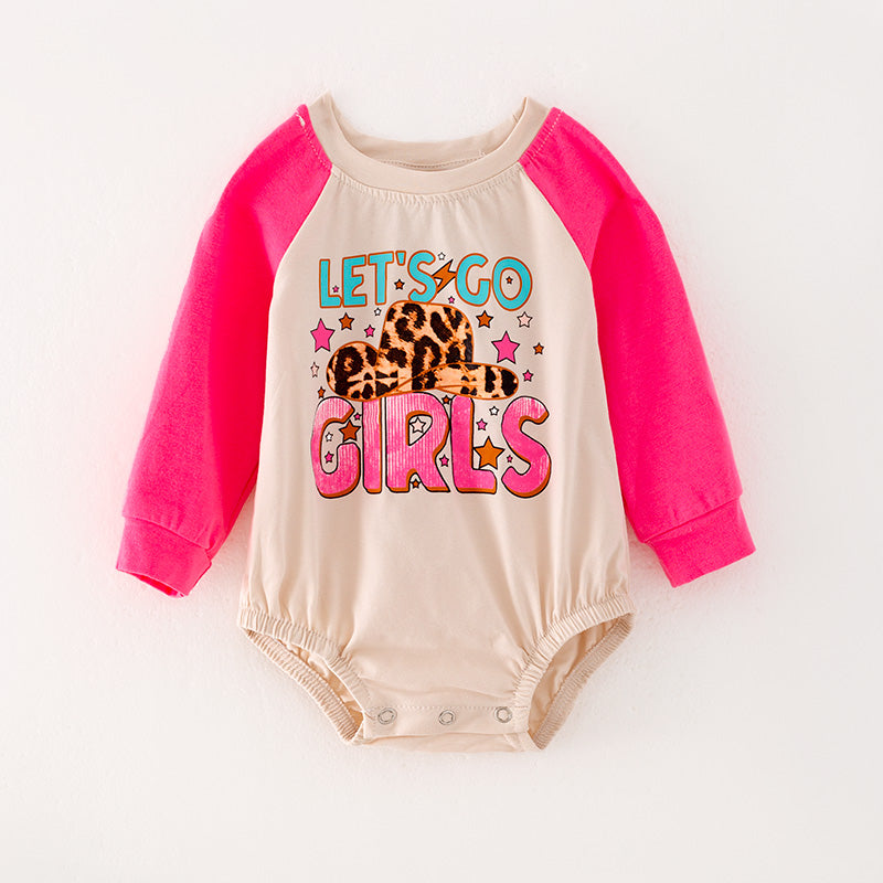 （In Stock G25-04-03）Baby Girls Pink And Beige Romper