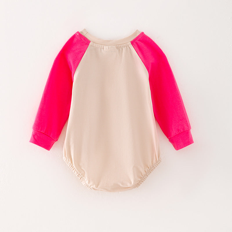 （In Stock G25-04-03）Baby Girls Pink And Beige Romper